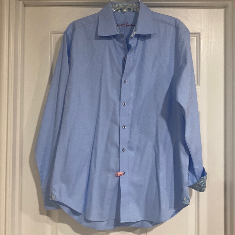 Robert Graham Blue Textured Button up